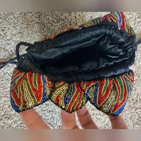 Vintage Heavily Beaded Multicolor Shoulder Bag Purse - Picture 9 of 16